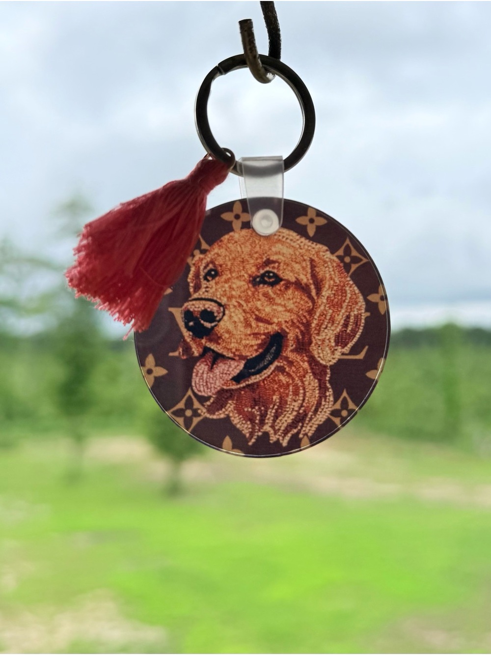 Golden Retriever LV print Keychain